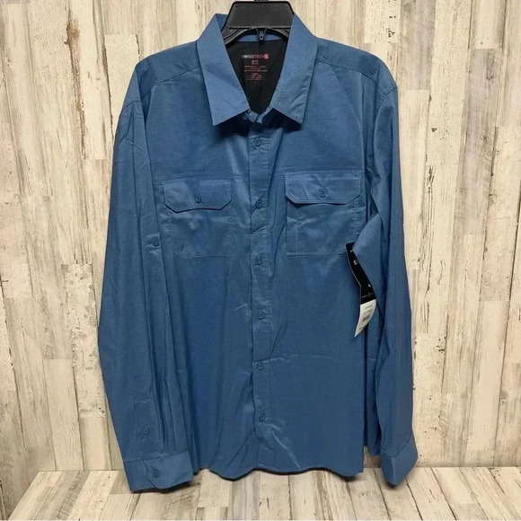 Swiss Tech Long Sleeve Nylon Blend Button Up Shirt Blue XL Outdoors Performance - Picture 1 of 7